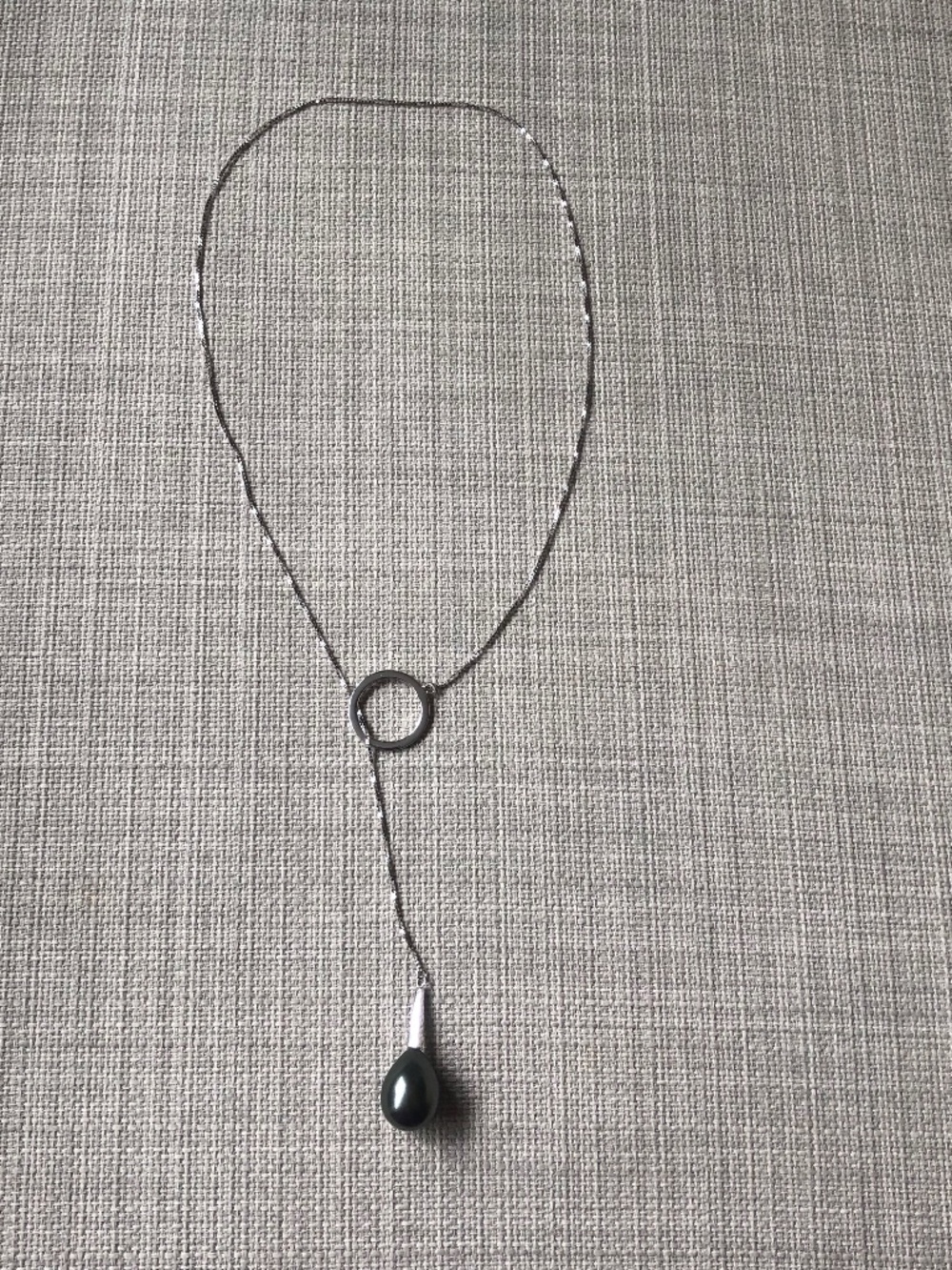 New Green Shell Pearl and Sterling Silver Lariat
